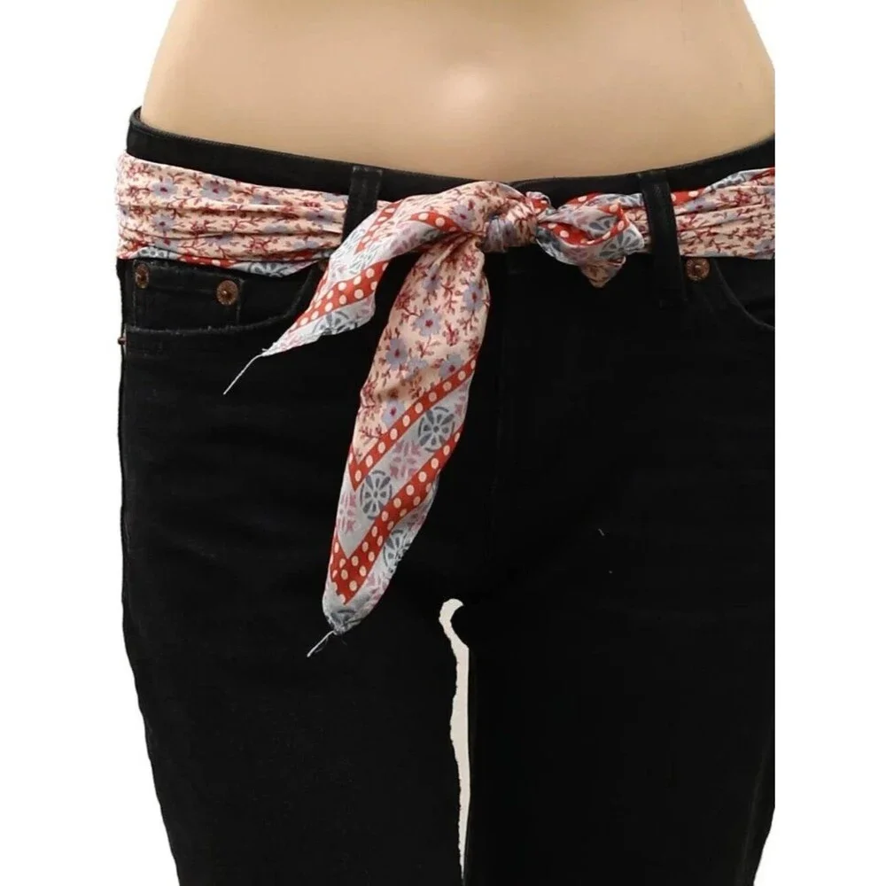 Free People So Silk Printed Bandana Scarf Tube Top Belt Floral Paisley Wrap OS